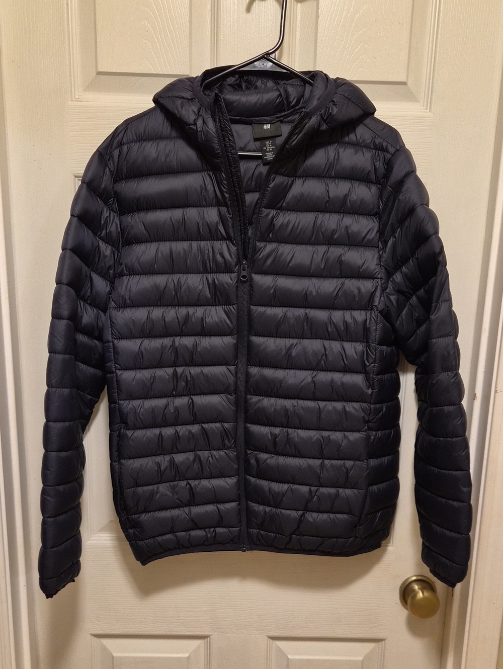 H&M Men's Quilted Hooded Puffer Jacket - Black